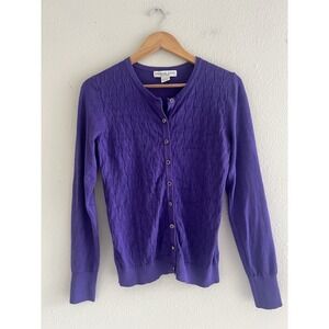 Melrose Chic New York Y2K Button Up Purple Cardigan Sweater Women's M Preppy